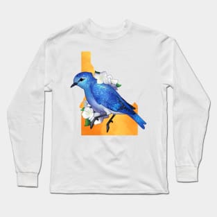 Idaho Mountain Bluebird and Syringas Long Sleeve T-Shirt